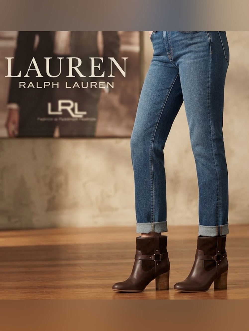 Authentic Lauren Ralph Lauren designer brown leather boots Sz 10